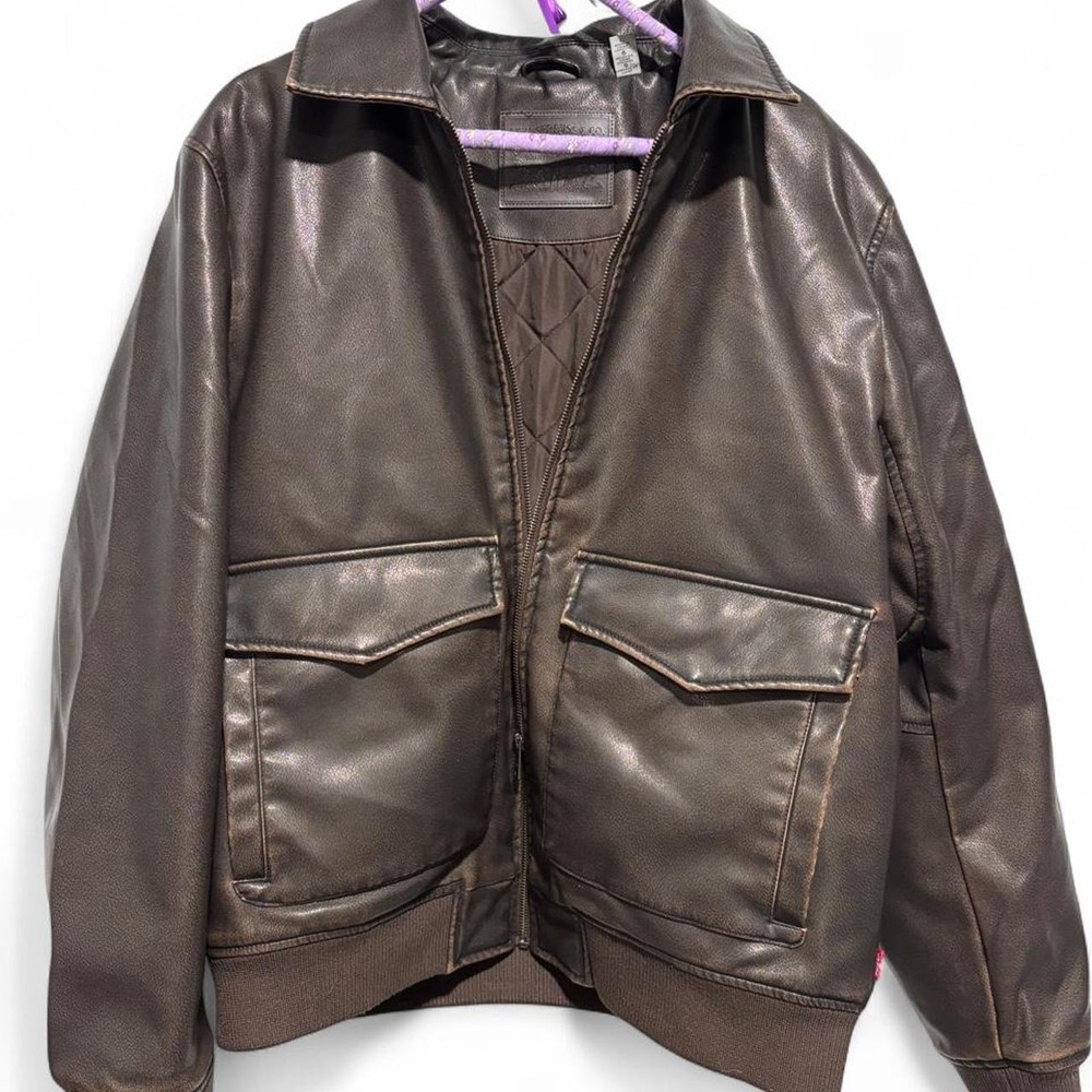 Levi's Faux Leather Bomber Jacket - Brown, Men's Size Large, NWT